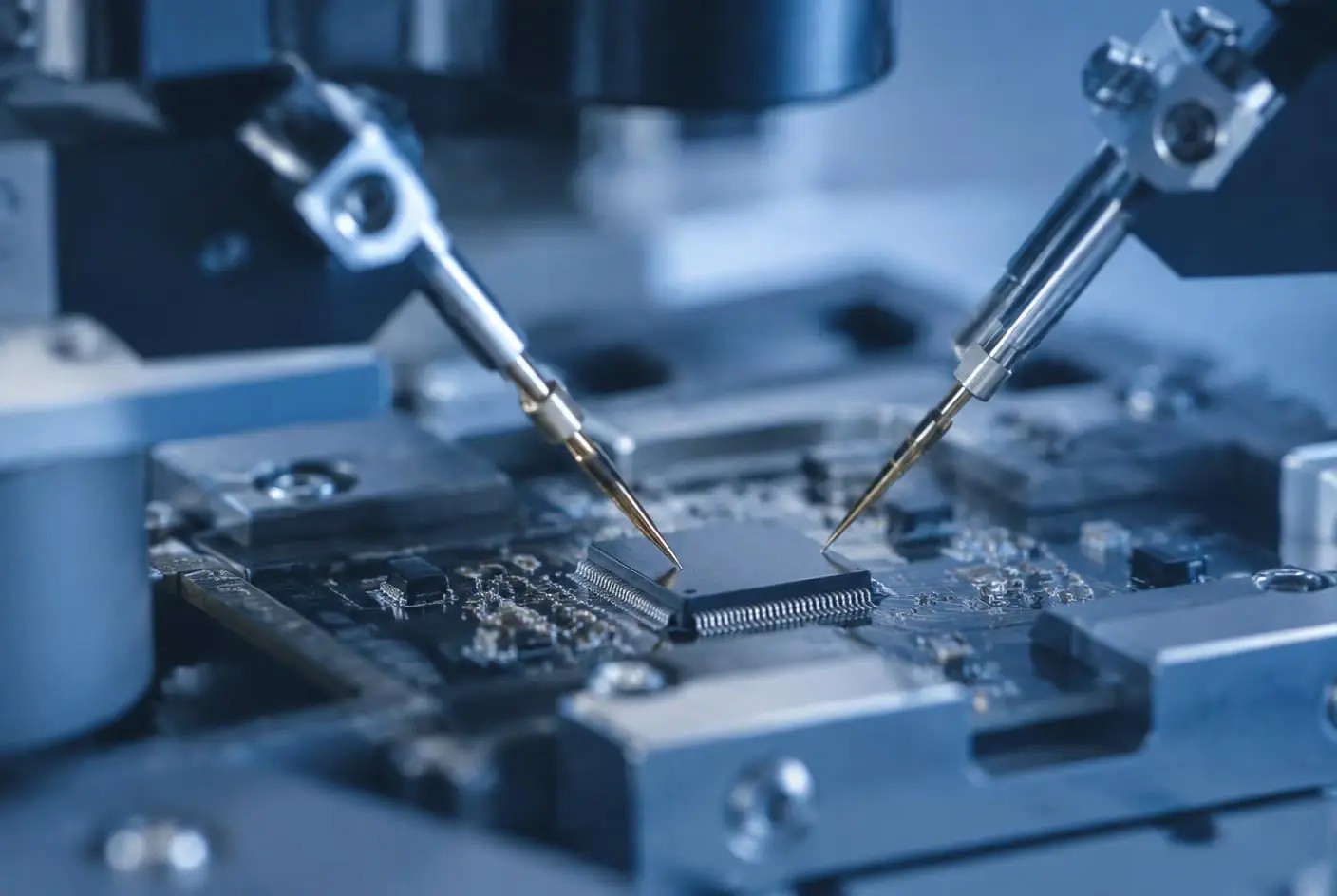 Microchip en printplaat in detail